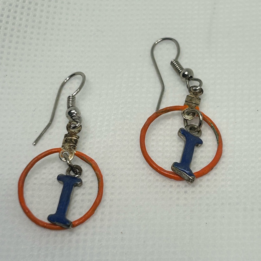 Orange and Blue Hoop Earrings‎